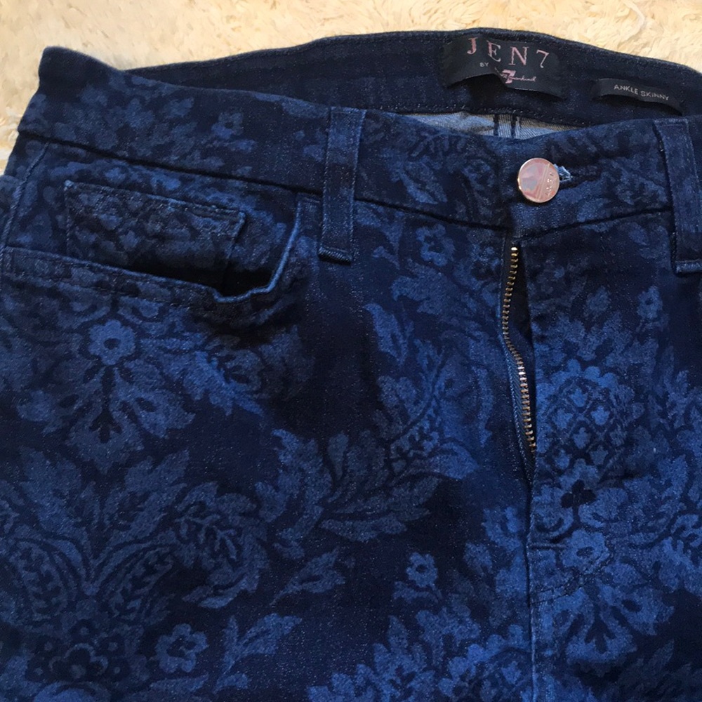 Jen7 Floral Jeans ankle skinny size 6
